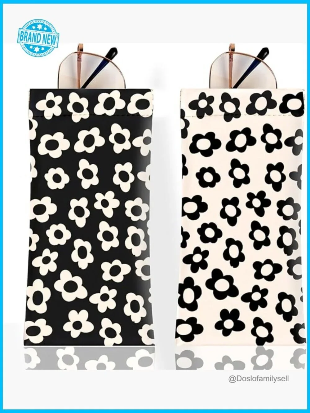 Soft PU Leather Eyeglass Cases with Cleaning Cloth Cute Floral Pattern Pouch